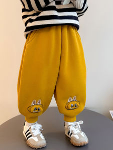 Girls Fleece Lined Trousers Autumn Winter New Style Baby Girl Pull on Pants High Waist Cotton Elastic Straight Leg Warm Casual