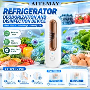 Aitemay Refrigerator Deodorizer Disinfection Device 30 Days Battery Life USB Charging Ozone Sterilizer Food Freshness Keeper For Fridge Car Toilet
