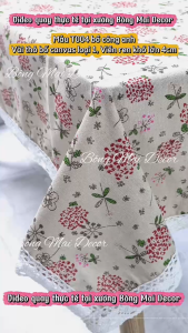 [110*160] Khăn trải bàn vải canvas VIỀN REN họa tiết BỒ CÔNG ANH phong cách Nhật Bản nhẹ nhàng vintage [T004]