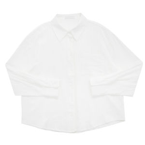 Spring Summer Love-Minuet Casual Cotton Shirt Womens Loose Fit Long Sleeve Polo Neck Dark Stripe Pattern Fashionable Versatile