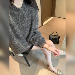 YUFUQING | Korean Style Grey Round Neck Womens Sweater Soft Knitted Spring New Inner Match With Coat Slim Fit Commute Wool Long Sleeve