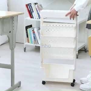 INHO​​​ Multi-functional Movable Shelving Side Rack Learning Storage Rack Book Stationery Storage Rack