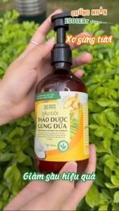 Dầu gội thảo dược Gừng Dừa Cỏ Cây Hoa Lá chai 440g giảm gàu ngứa gãy rụng dưỡng tóc suôn mượt