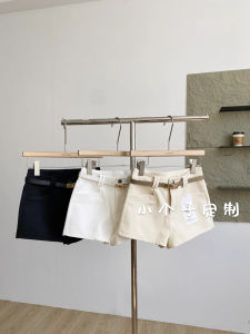 Casual White Short Pants High Waist Wide Leg Suit Pants for Women Outerwear Summer Wear with Belt Hot Pants Female Fashion