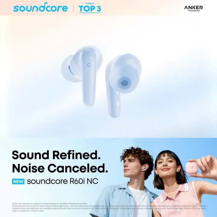 [New Arrive] Tai nghe bluetooth ANC Soundcore R60i NC by Anker | Hires Audio | Chống ồn đến 52dB | Pin 50h | Phiên dịch AI, Model: D1202 | BigBuy360 - bigbuy360.vn
