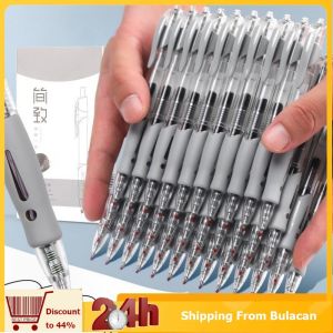 12pcs/set 0.5 Mm Push Neutral Black Ballpen School Supplies Stationery Ball Pens Rods Refill