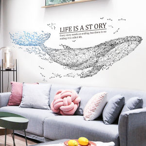 Nordic Style Whale Wall Stickers Bedroom Living Room Decorative Self Adhesive Room Mural Decals PVC Waterproof Wall Paper