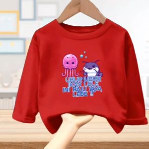 Baju Kaos Atasan Anak Laki-Laki dan Perempuan Usia 1-12 Tahun Ubur Ubur Ikan Lele Lengan Panjang Kekinian