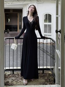 2025 New Korean Style Slim Fit Casual Versatile Pure Desire Long Sleeve Dress Womens Design Sensation Small Audience Skirt Trend