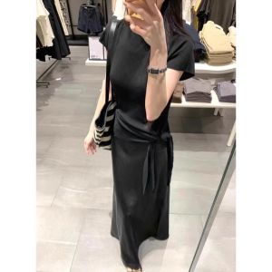 YUEZHONGWEI | Yellow Ice Silk Knitted Short Sleeve T-Shirt Womens Summer Slim Fit Stylish Round Neck Top Korean Style Commute Fashion