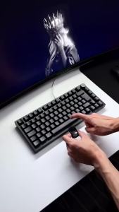 AJAZZ | Ajazz AK820 75% Layout Wired Gaming Mechanical Keyboard Metal Adjustment Knob 82 Key Computer Office Mechanical Keyboard