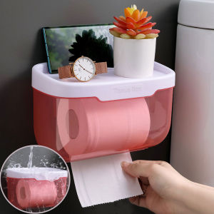 Wall Mount Bathroom Tissue Storage Box Punch-Free Toilet Paper Holder Toilet Paper Holder Waterproof Shelf Organizer