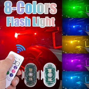 New 8colors điều khiển từ xa không dây xe máy Đèn cảnh báo nhấp nháy RGB Led xe đèn nhấp nháy Type-C sạc độ sáng cao chống cảnh báo va chạm ánh sáng bay không người lái máy bay ánh sáng