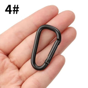 Bộ 5 Hợp Kim Nhôm Màu Đen Carabiners Chịu Lực Nặng Lò Xo Kẹp Kẹp Đa Năng Ngoài Trời Móc Cho Bình Nước