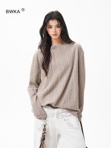 Cleanfit Lazy Style Long Sleeve Knitted T-Shirt Couple Matching Men Women Casual Wear Cotton Polyester Loose Fit round Neck