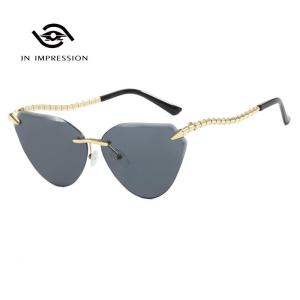 JN IMPRESSION Trendy Snake-leg Cut-edge Cat-eye Frameless Sunglasses Fashion Personality Hot Girl Sunscreen Female Sunglasses