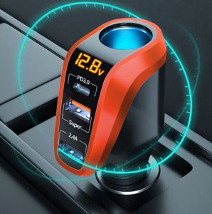 TG OZiO 90W USB Car Charger for Multiple Devices QC 3.0 USB PD Charging Car Cigarette Lighter Adapter 12V to 24V