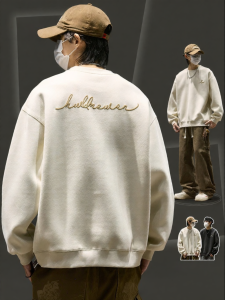 SZON | Trendy Vibe Foam Print American Style Casual Spring Hoodie Men Round Neck Long Sleeve
