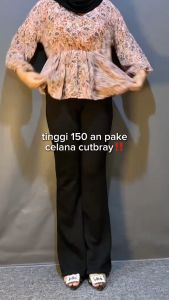 Cutbray scuba premium Celana wanita Terbaru 2025/ Resleting Depan Celana Kantor Pinggang Elastis