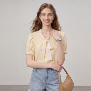 LIDIA | Lace Stripe Ruffle Sleeve Summer Light Shirt