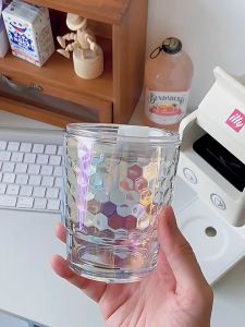 Gelas Tumbler Kaca Hologram Aesthetic: Cangkir Mug Kopi Teh Anti Bocor & Sedotan Kaca