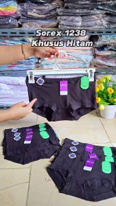 Cd Wanita Sorex 1238 Khusus Hitam | Celana Dalam Wanita Sorek Super Soft Karet Lebar