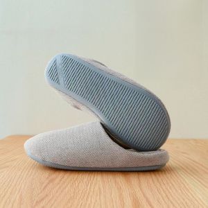 Silent Cotton Slippers Soft Bottom Floor Wood Compatible Machine Washable Indoor Home Use Autumn Winter Womens Slip-On Shoes