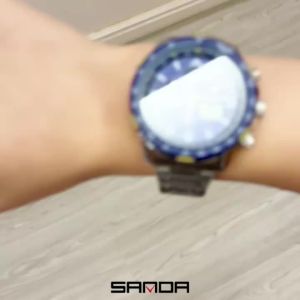 Sanda | SANDA New Business Quartz Watches for Man Fashion Stainless Steel Tape Date Multifunctional Chronograph 5Bar Waterproof Clock