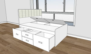 Window bay storage bed frame customize /supper single/queen/king size storage bed frame customize SG local seller