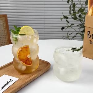 YWDL Cốc Thủy Tinh Trong Suốt Có Ống Hút 350/550Ml Cà Phê Lạnh Món Tráng Miệng Nước Sữa Drinkware Tròn Thân Thiện Với Môi Trường Tiệc Cocktail Cốc Trà