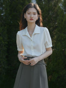 French Satin Short Sleeve White Shirt Womens Retro Loose Fashion Top Professional Interview Design Sense Iron-Free Online Exclusive