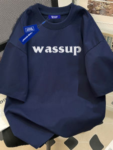 เสื้อยืดคอกลมแขนสั้นผ้าฝ้ายแท้ WASSUP สำหรับฤดูร้อน เสื้อผ้าทำงานลำลองสำหรับเยาวชน ระบายอากาศได้ดี สไตล์ลำลอง