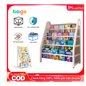 Kệ sách cho bé Beige Inox Đa Tầng - Giá Đựng Đồ Chơi & Sách Tiện Lợi Chống Gỉ An Toàn