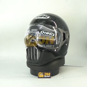 Helm Cakil HBC Pilot Visor Black Glossy | Helm Retro | Full Face | Jual Helm