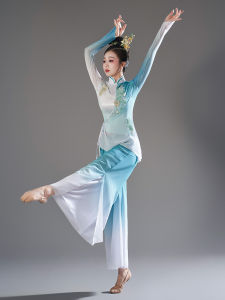 Elegant Adult Dance Performance Costume Set Womens Solo Dance Umbrella Fan Dance Outfit Traditional National Stage Clothing