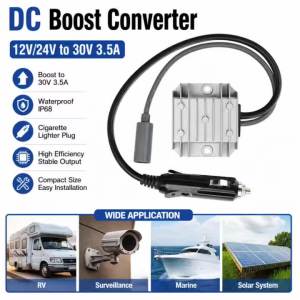 Bộ Chuyển Đổi Điện DC Mini Tăng Áp 12V 24V Lên 30V 3.5A Với Đầu Cắm Tẩu Thuốc Cho Xe Nhà Lưu Động Thuyền - Bộ Chuyển Đổi DC/DC 60W Có Chức Năng Bảo Vệ