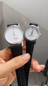 Đồng hồ nam nữ ANBSHOP MVD 693 mặt tròn - dây da máy pin - size 38mm 28mm