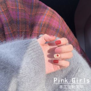 Handmade Tulip Nail Art Patches Pink Girls Original  Style Wearable False Nails Beauty Tool Comfortable Long-lasting Glossy