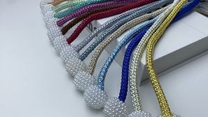 FH-C1231 Tali Pengikat Gorden Mutiara Model Klip Pengait Hordeng Curtain Ball / Tali Tirai Jendela