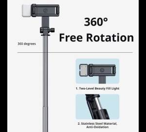 Extendable 0.7m White Selfie Stick with Bluetooth Remote Control And Fill Light Tripod Stand for Live Stream Photography