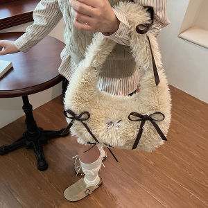 Túi Xách Vải Nỉ Cừu Mới 2024 Túi Xách Mùa Thu Đông Túi Xách Đa Năng Nhỏ Túi Xách Đeo Vai Mềm Mại Túi Xách Cho Thanh Thiếu Niên