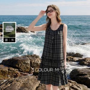 3COLOUR·S | Gingham Sleeveless Peter Pan Collar Dress