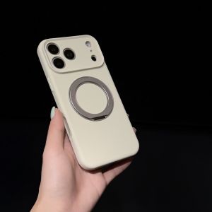 Liquid Silicone For Magsafe Metal Stand Holder Case For iPhone 17 16 15 Pro Max Magnetic Camera Shockproof Protection Cover