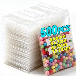 500Pcs rõ ràng PE tự niêm phong túi bề mặt có thể ghi cho đồ trang sức thuốc thủ công lưu trữ 4x6cm 5x7cm 6x9cm 7x10cm