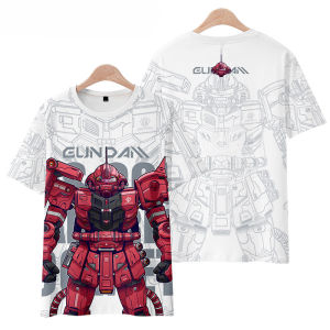 Bandai | Chia Yazagudagata Zenzou Red Lightning Red Comet Gundam T-shirt Short-sleeved Youth Anime Loose Comfortable Clothing
