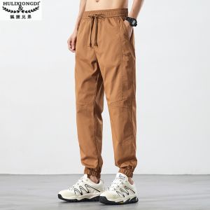 HULIXIONGDI | Black Lightweight Breathable Cargo Trousers Nine-tenths Length
