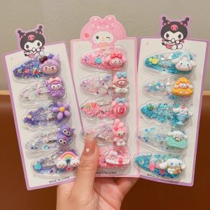 กิ๊บติดผมเด็ก Kulomi สาวน้อยการ์ตูน Sanrio เลื่อมกิ๊บติดผมเด็กผมหักด้านข้างกิ๊บติดผมสาว