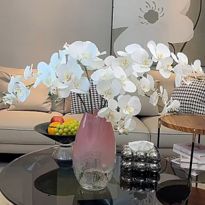 Hoa Lan Hồ Điệp Nhân Tạo 9 bông cao 100cm trang trí phòng khách văn phòng Chậu Lan tặng khách