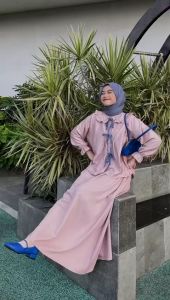 Baju Kemeja Wanita Pita Depan Polos Lengan Balon Memora