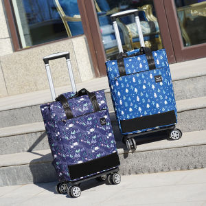 Portable Shopping Cart Lightweight Detachable Double Shoulder Bag Wheel Universal Stroller Vegetable Buying Car Pull Rod Bag